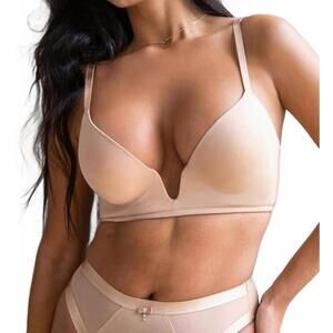NEW POUR MOI definitions u wire plunge low back push-up bra in sand